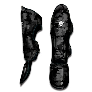 Black And Grey Camouflage Print Muay Thai Shin Guard