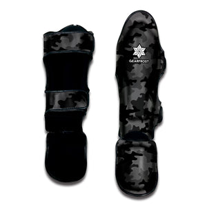 Black And Grey Camouflage Print Muay Thai Shin Guard