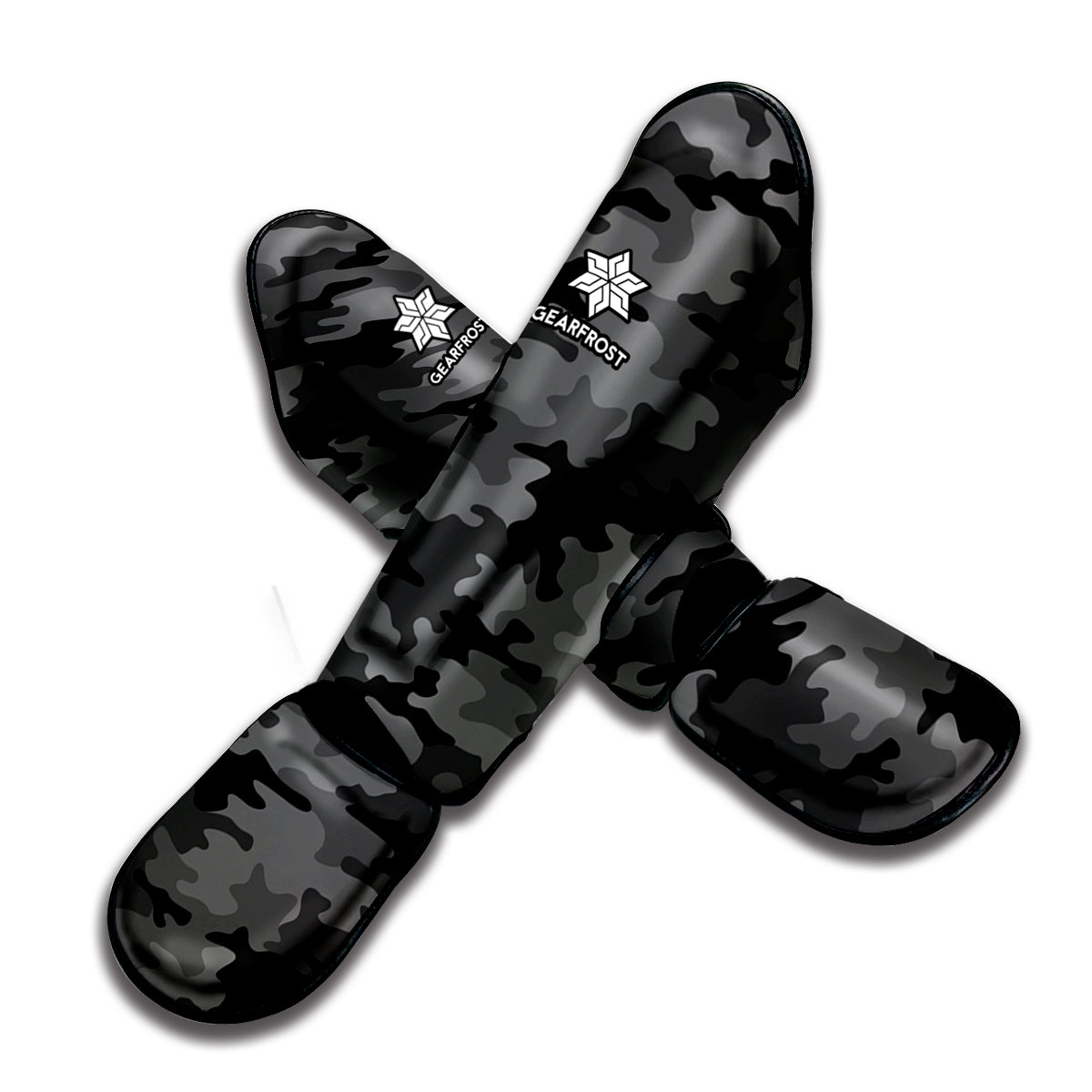 Black And Grey Camouflage Print Muay Thai Shin Guard