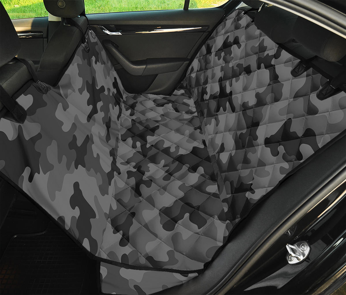 Black And Grey Camouflage Print Pet Car Back Seat Cover