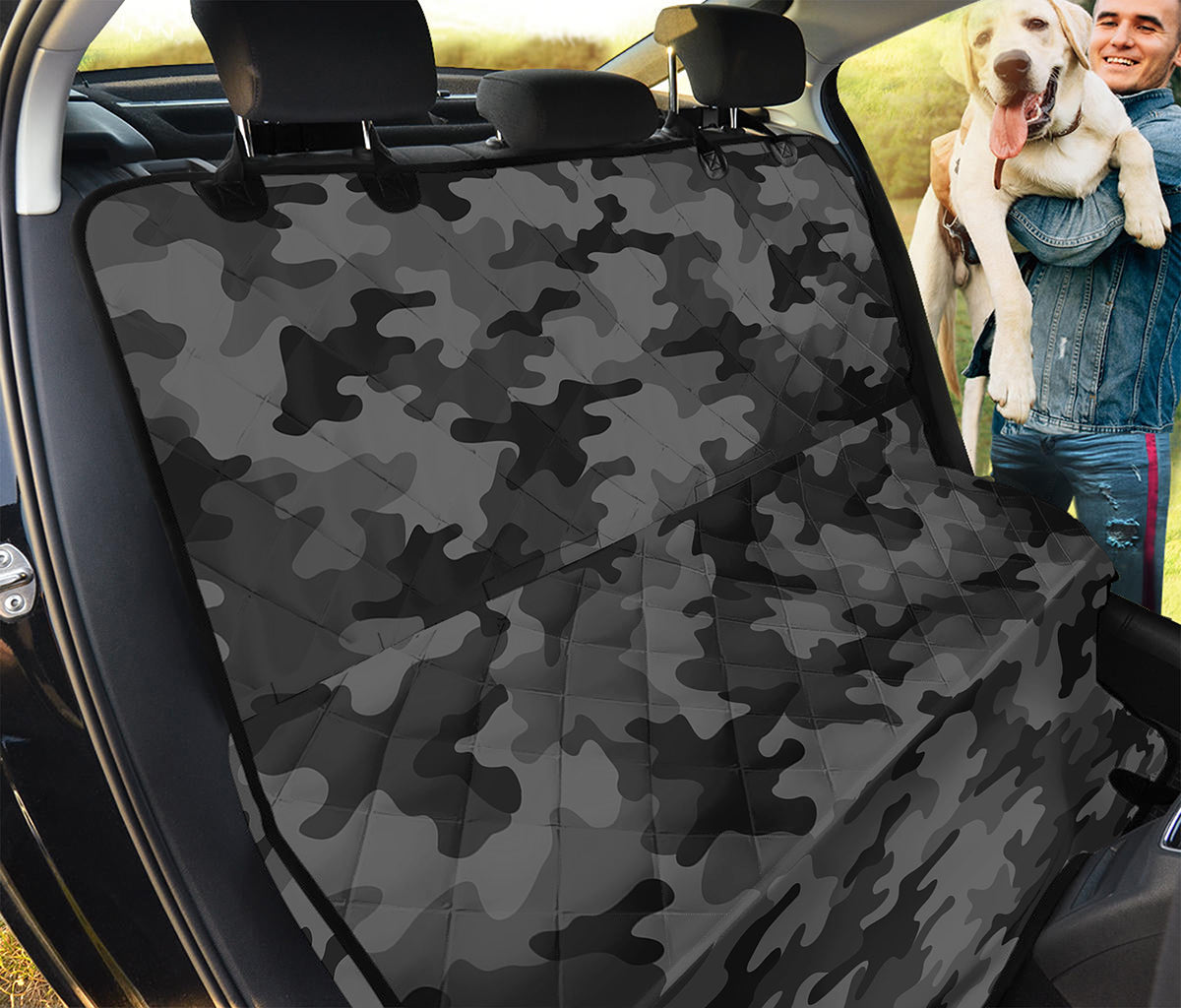 Black And Grey Camouflage Print Pet Car Back Seat Cover