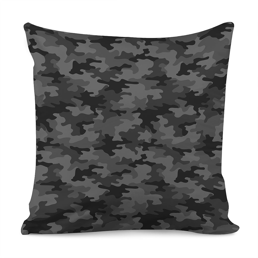 Black And Grey Camouflage Print Pillow Cover