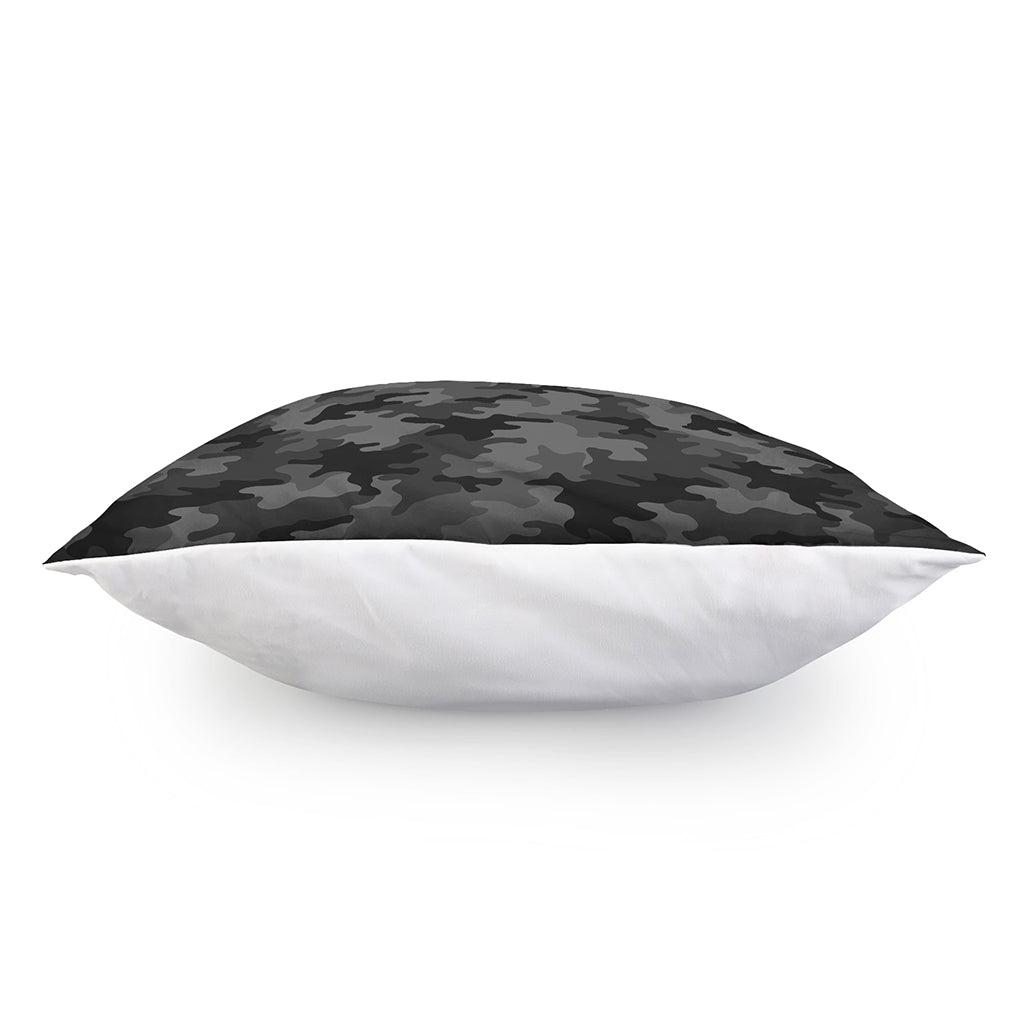 Black And Grey Camouflage Print Pillow Cover