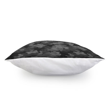 Black And Grey Camouflage Print Pillow Cover