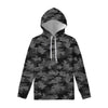 Black And Grey Camouflage Print Pullover Hoodie