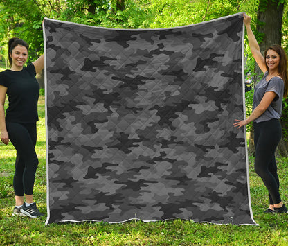 Black And Grey Camouflage Print Quilt