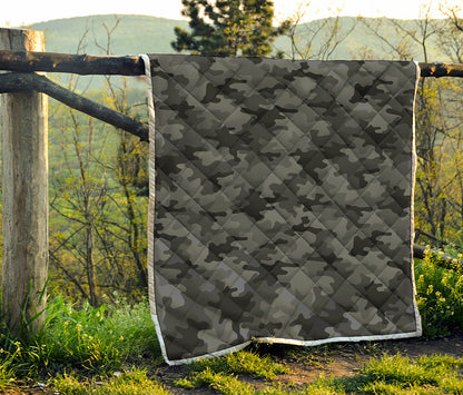 Black And Grey Camouflage Print Quilt