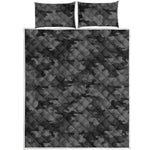 Black And Grey Camouflage Print Quilt Bed Set