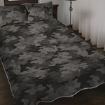 Black And Grey Camouflage Print Quilt Bed Set