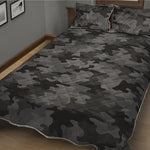 Black And Grey Camouflage Print Quilt Bed Set