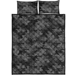 Black And Grey Camouflage Print Quilt Bed Set