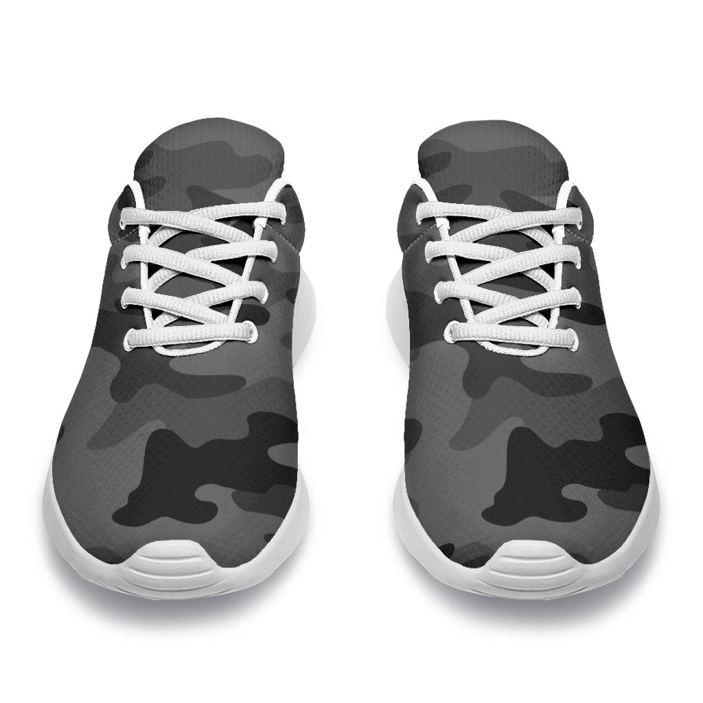 Black And Grey Camouflage Print Sport Shoes GearFrost