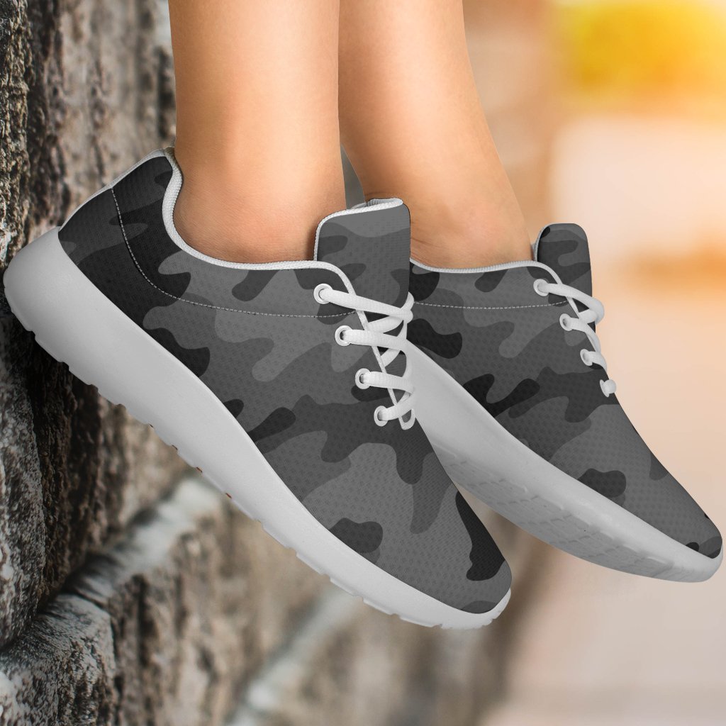 Black And Grey Camouflage Print Sport Shoes GearFrost