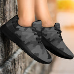 Black And Grey Camouflage Print Sport Shoes GearFrost