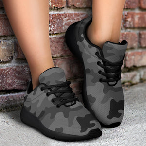 Black And Grey Camouflage Print Sport Shoes GearFrost