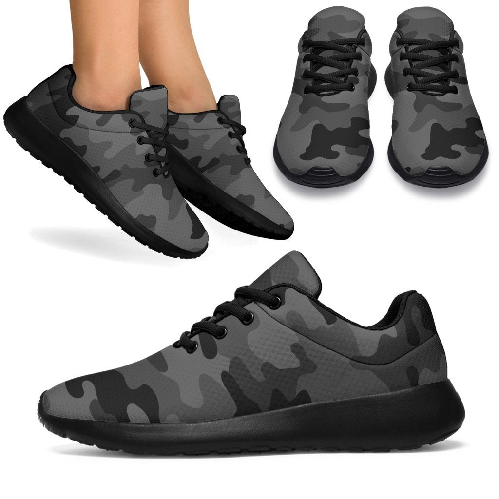 Black And Grey Camouflage Print Sport Shoes GearFrost