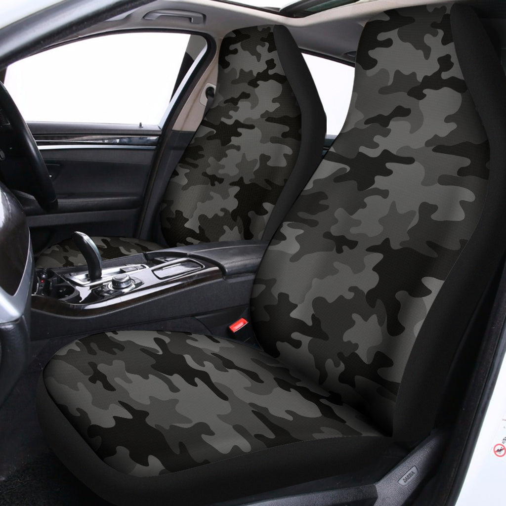 Black And Grey Camouflage Print Universal Fit Car Seat Covers