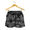 Black And Grey Camouflage Print Women's Shorts