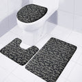 Black And Grey Digital Camo Print 3 Piece Bath Mat Set