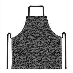 Black And Grey Digital Camo Print Apron