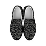 Black And Grey Digital Camo Print Black Slip On Shoes