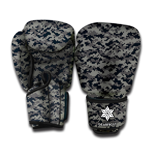 Black And Grey Digital Camo Print Boxing Gloves