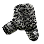 Black And Grey Digital Camo Print Boxing Gloves
