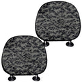 Black And Grey Digital Camo Print Car Headrest Covers