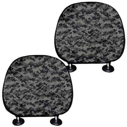 Black And Grey Digital Camo Print Car Headrest Covers