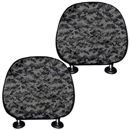 Black And Grey Digital Camo Print Car Headrest Covers