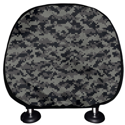 Black And Grey Digital Camo Print Car Headrest Covers