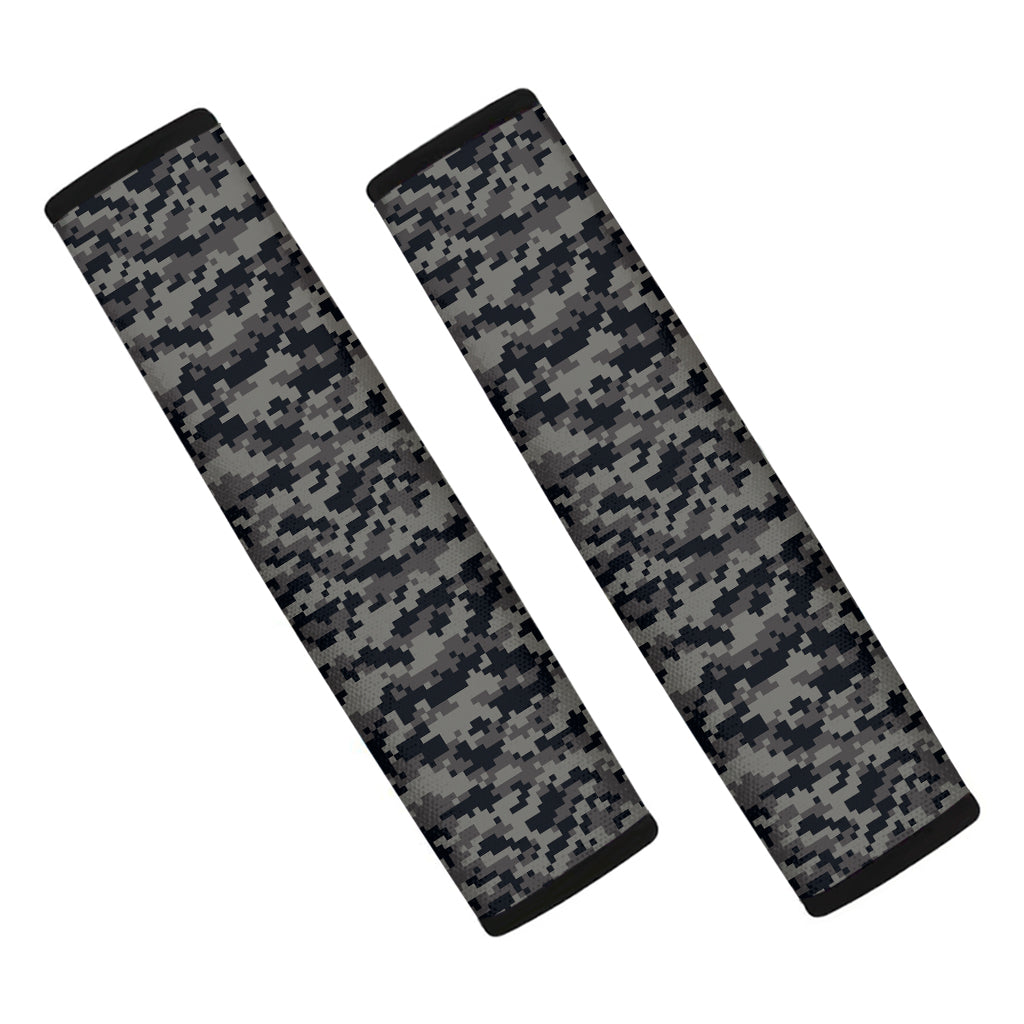 Black And Grey Digital Camo Print Car Seat Belt Covers