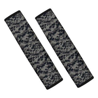 Black And Grey Digital Camo Print Car Seat Belt Covers
