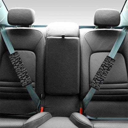Black And Grey Digital Camo Print Car Seat Belt Covers