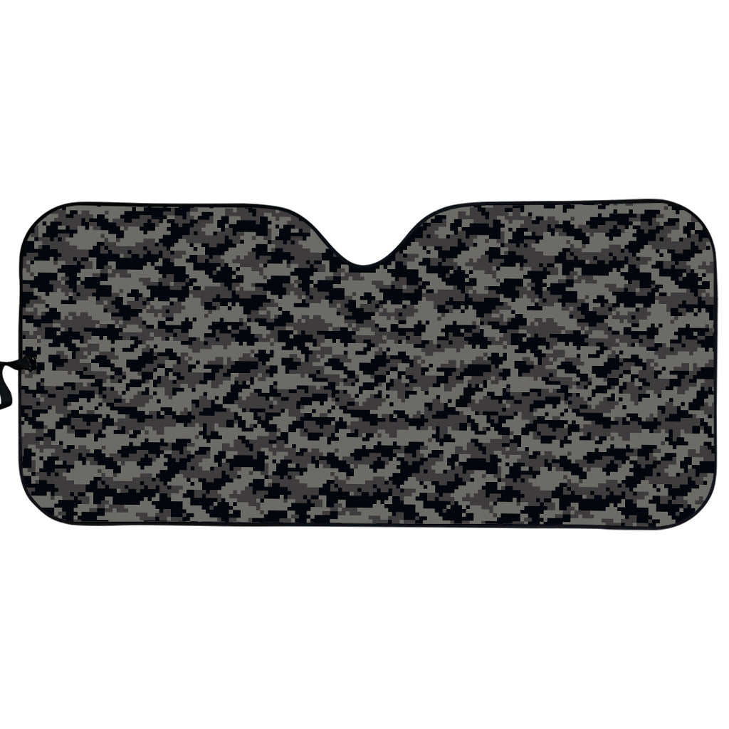 Black And Grey Digital Camo Print Car Sun Shade