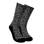 Black And Grey Digital Camo Print Crew Socks