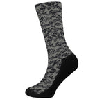 Black And Grey Digital Camo Print Crew Socks