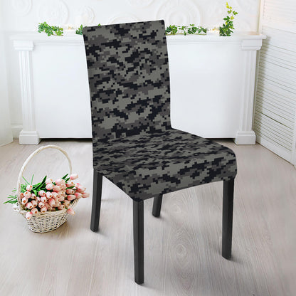 Black And Grey Digital Camo Print Dining Chair Slipcover
