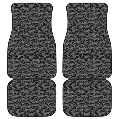 Black And Grey Digital Camo Print Front and Back Car Floor Mats