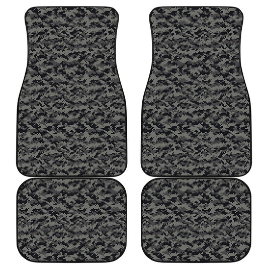Black And Grey Digital Camo Print Front and Back Car Floor Mats