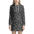 Black And Grey Digital Camo Print Pullover Hoodie Dress