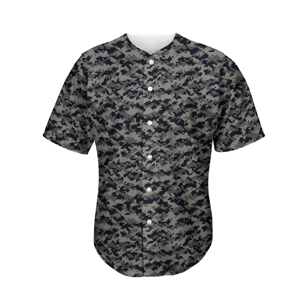 Black White And Grey Digital Camo Print Men's Baseball Jersey