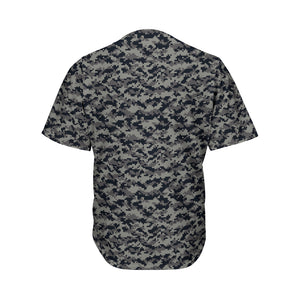 Black And Grey Digital Camo Print Men's Baseball Jersey