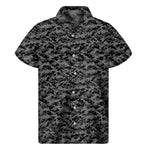 Black And Grey Digital Camo Print Men's Short Sleeve Shirt