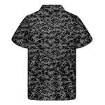 Black And Grey Digital Camo Print Men's Short Sleeve Shirt