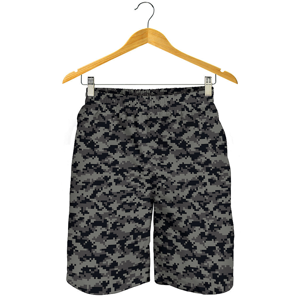Black And Grey Digital Camo Print Men's Shorts