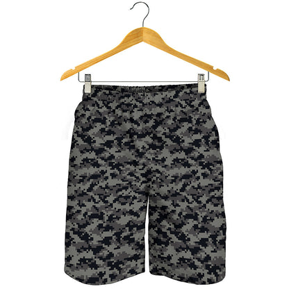Black And Grey Digital Camo Print Men's Shorts