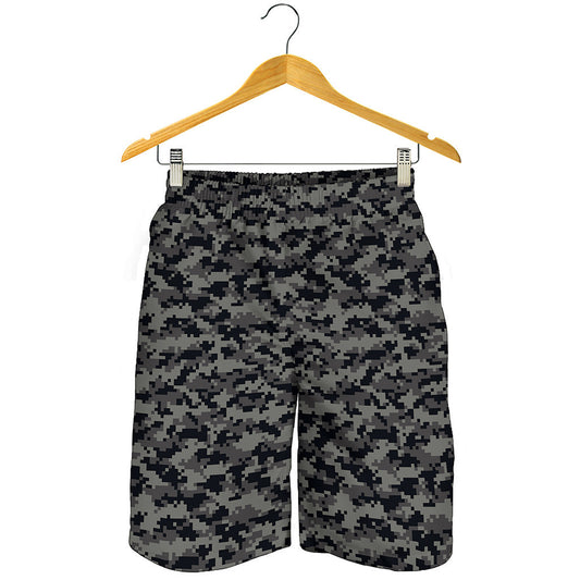 Black And Grey Digital Camo Print Men's Shorts