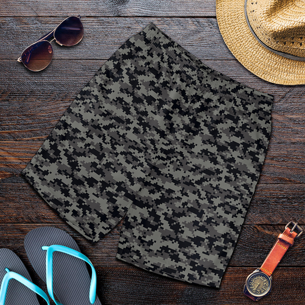 Black And Grey Digital Camo Print Men's Shorts