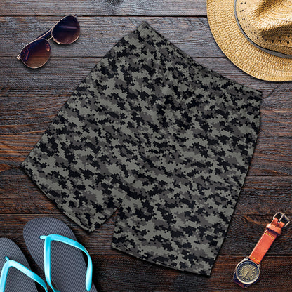 Black And Grey Digital Camo Print Men's Shorts